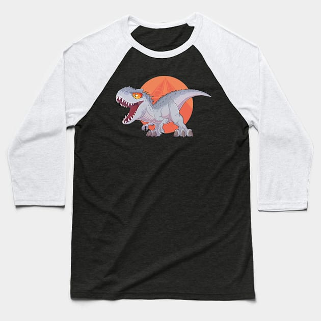 Unleashed Fury: The Indominus Rex Baseball T-Shirt by WorldDinosaurs